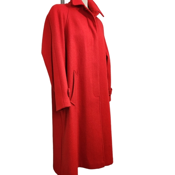 Collection elegante 3/4 red wool long coat - Picture 5 of 16